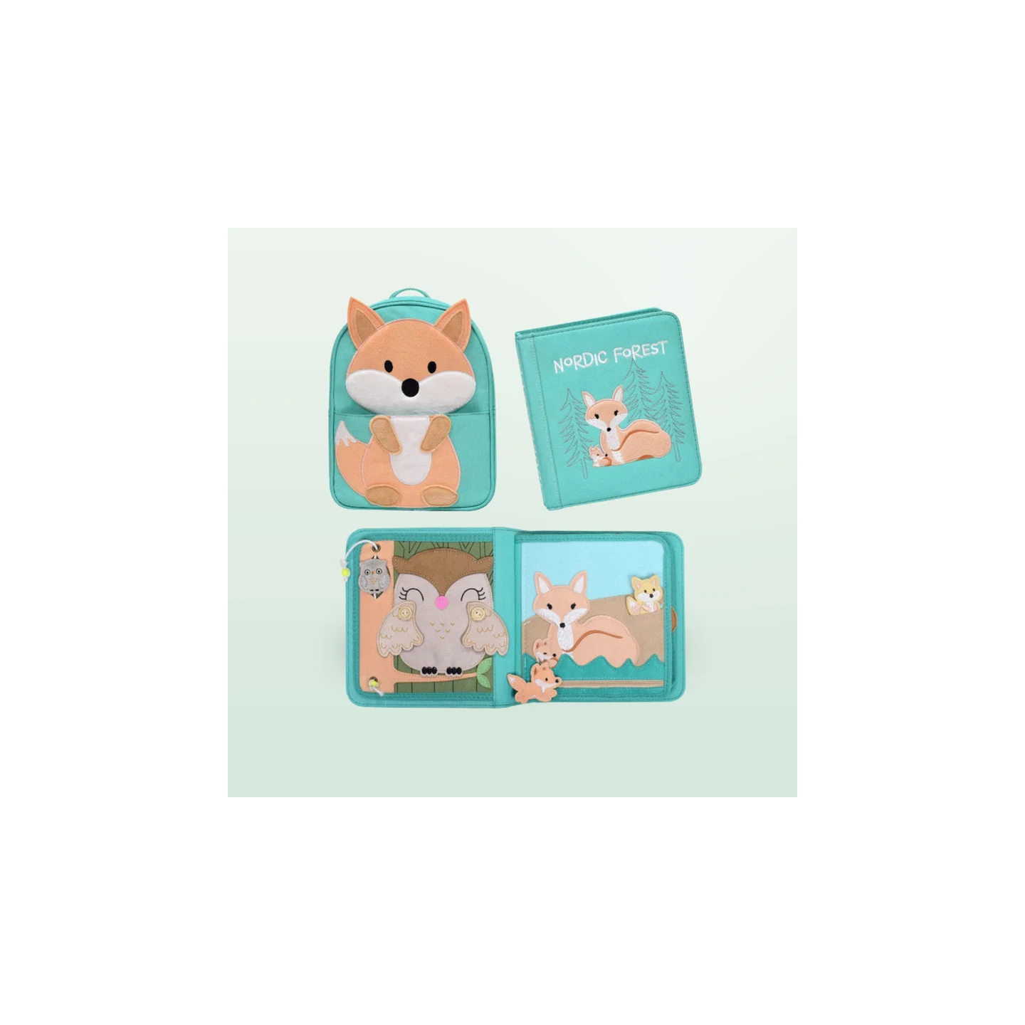 Libro de actividades Montessori – Animales del bosque nórdico con mochila