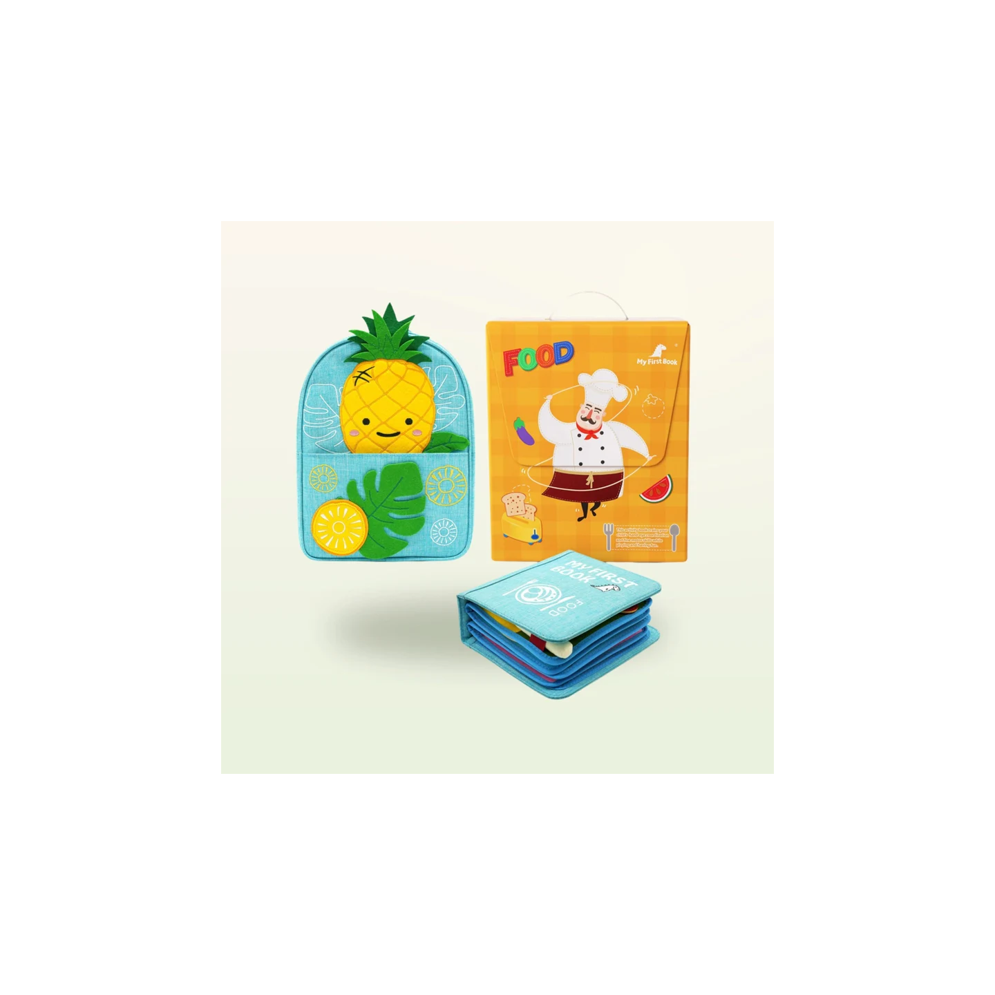 Libro de actividades Montessori – Pequeños chefs con mochila (azul)