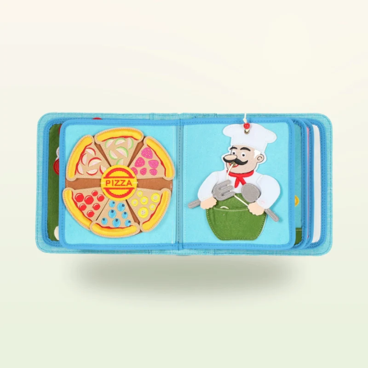 Libro de actividades Montessori – Pequeños chefs con mochila (azul)