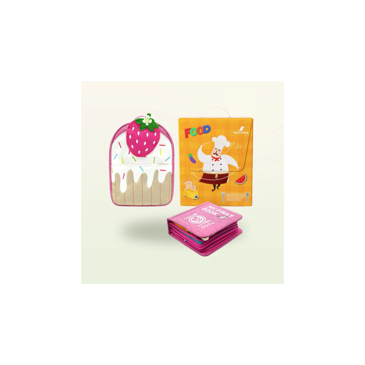 Libro de actividades Montessori – Pequeños chefs con mochila (rosa)
