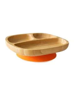 Plato Bambu con Ventosa Toddler Naranja Eco