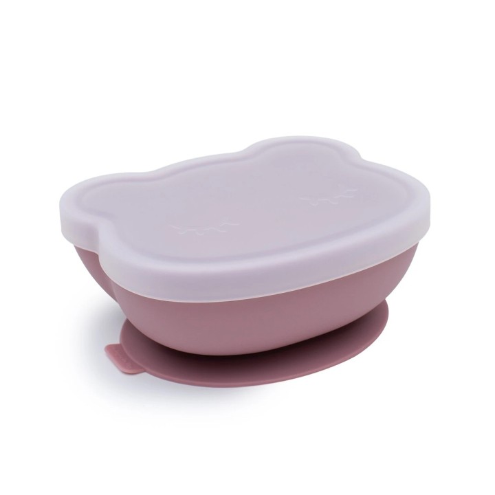 Bol con Ventosa y Tapa Oso Rosa Empolvado