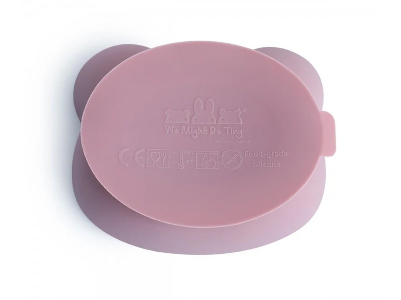 Bol con Ventosa y Tapa Oso Rosa Empolvado