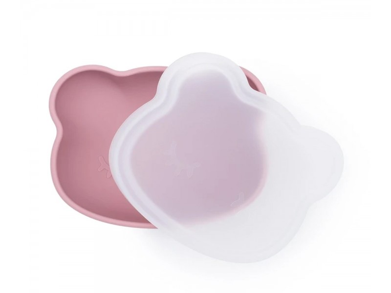 Bol con Ventosa y Tapa Oso Rosa Empolvado