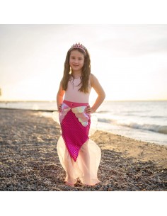 Set de Falda y Diadema Sirena Rosa 5-6 Años