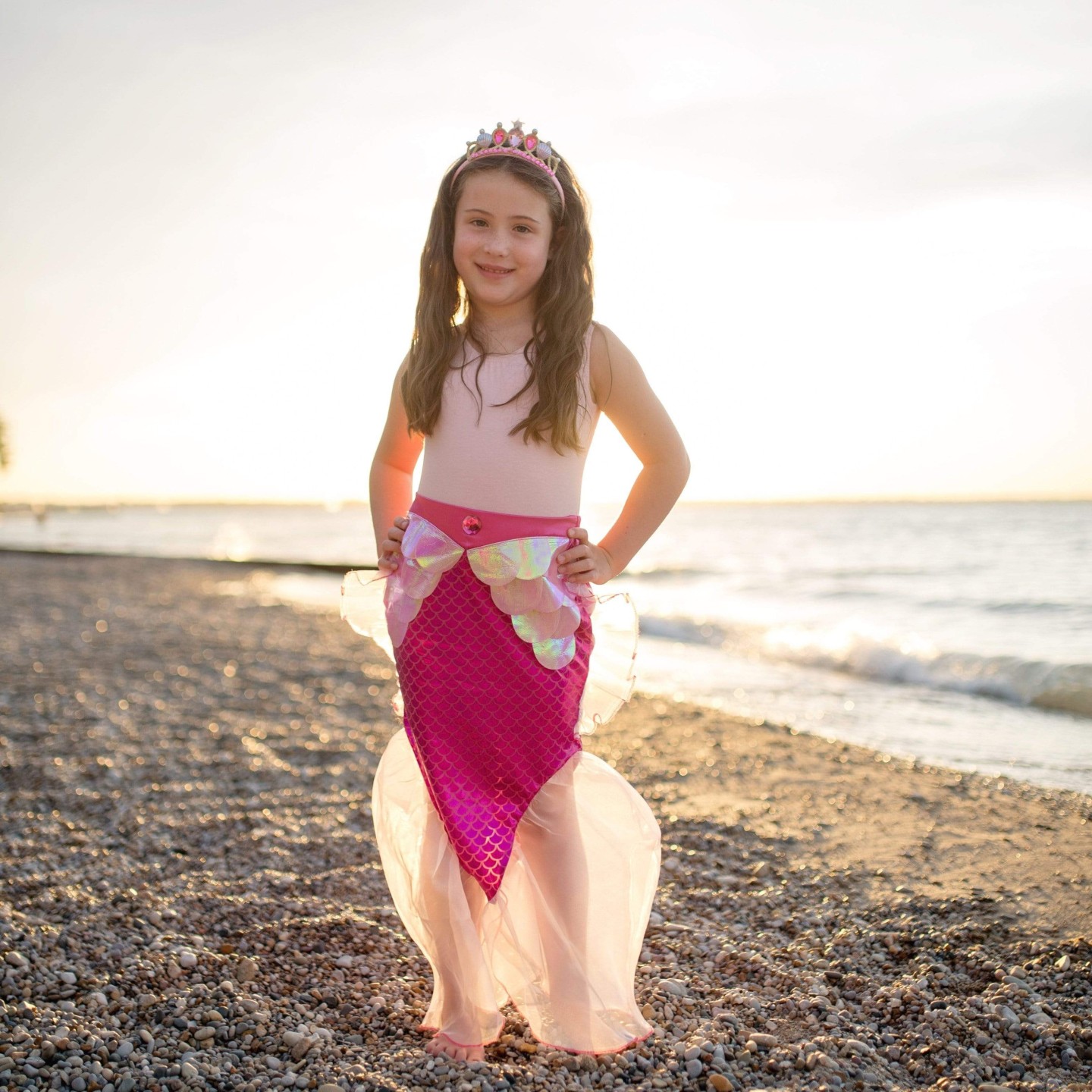 Set de Falda y Diadema Sirena Rosa 5-6 Años