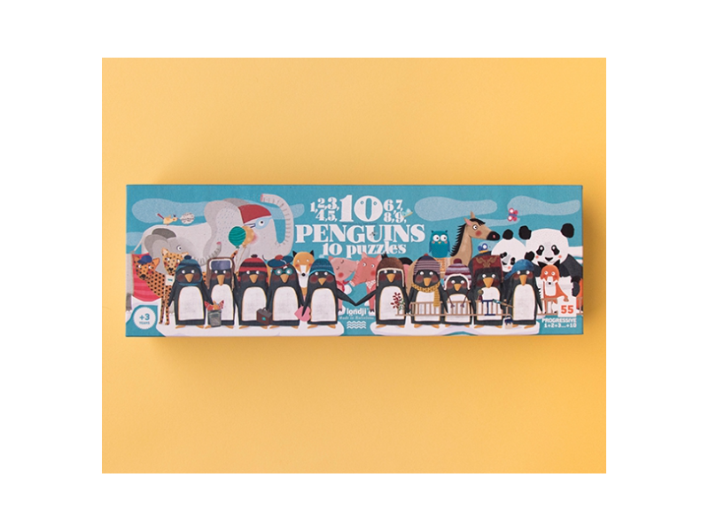 Puzle Progresivo 10 Pingüinos 55 Piezas