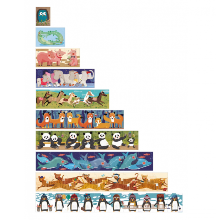 Puzle Progresivo 10 Pingüinos 55 Piezas