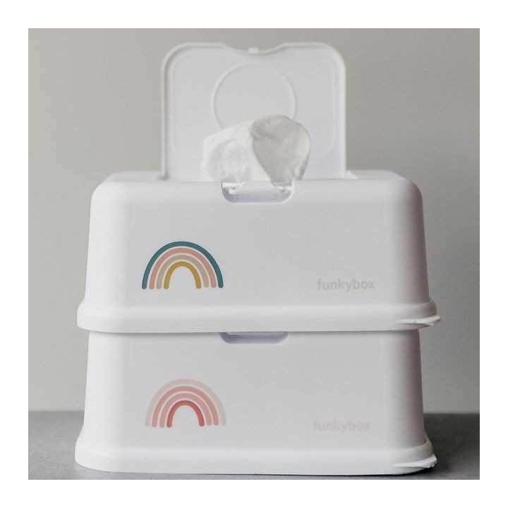 Porta Toallitas Húmedas Funkybox Blanca ArcoIris Azul