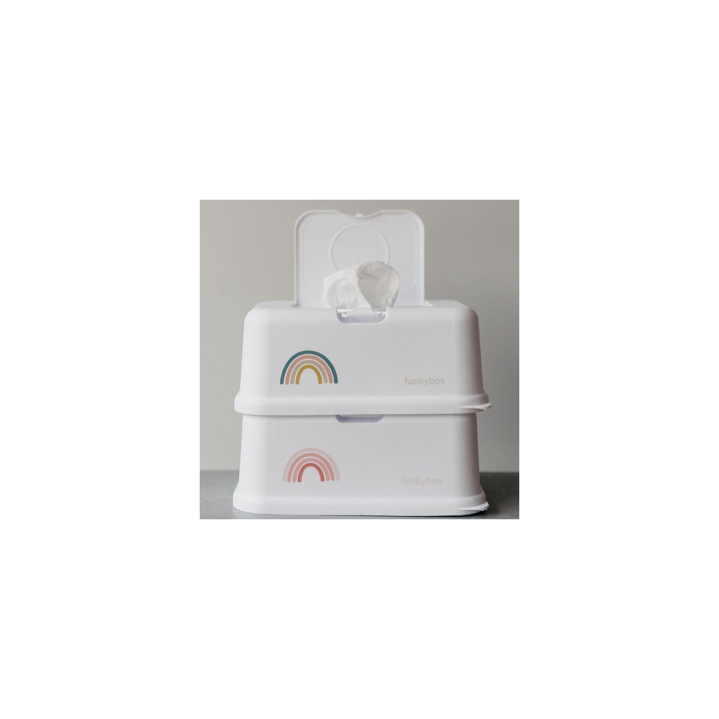 Porta Toallitas Húmedas Funkybox Blanca ArcoIris Azul