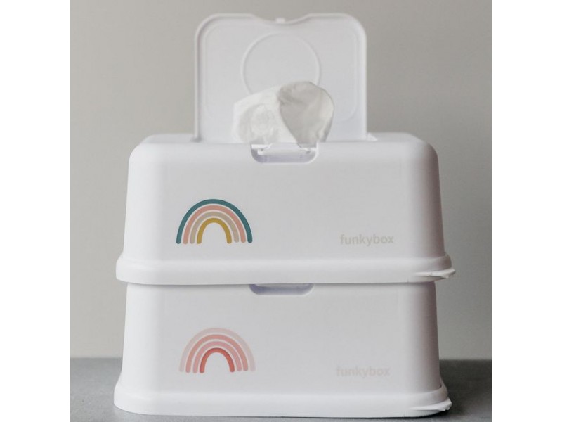 Porta Toallitas Húmedas Funkybox Blanca ArcoIris Azul