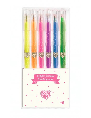 6 bolígrafos de gel fluorescente