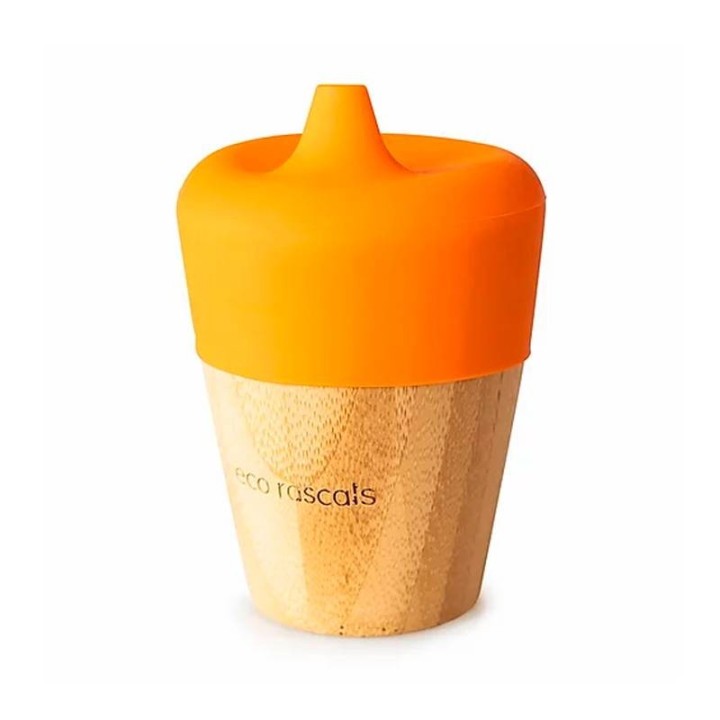 Vaso Bambú Antiderrame Naranja 190 ml Eco