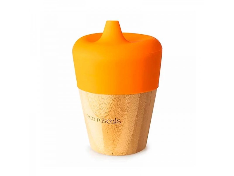 Vaso Bambú Antiderrame Naranja 190 ml Eco