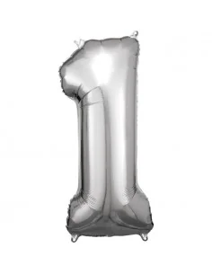 Globo Foil Plateado Numero 1