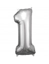 Globo Foil Plateado Numero 1