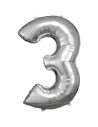 Globo Foil Plateado Numero 3