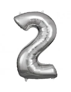 Globo Foil Plateado Numero 2