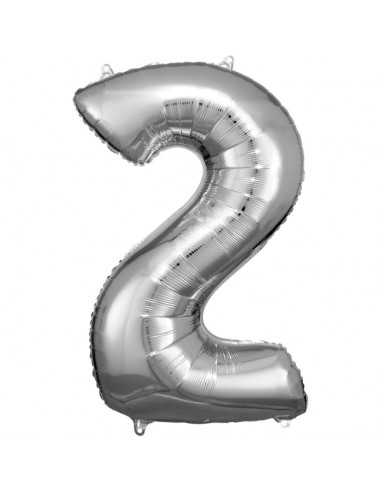 Globo Foil Plateado Numero 2