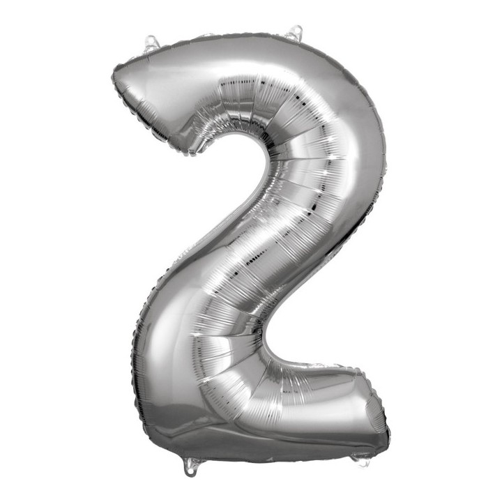 Globo Foil Plateado Numero 2