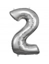 Globo Foil Plateado Numero 2