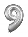 Globo Foil Plateado Numero 9