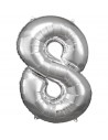 Globo Foil Plateado Numero 8