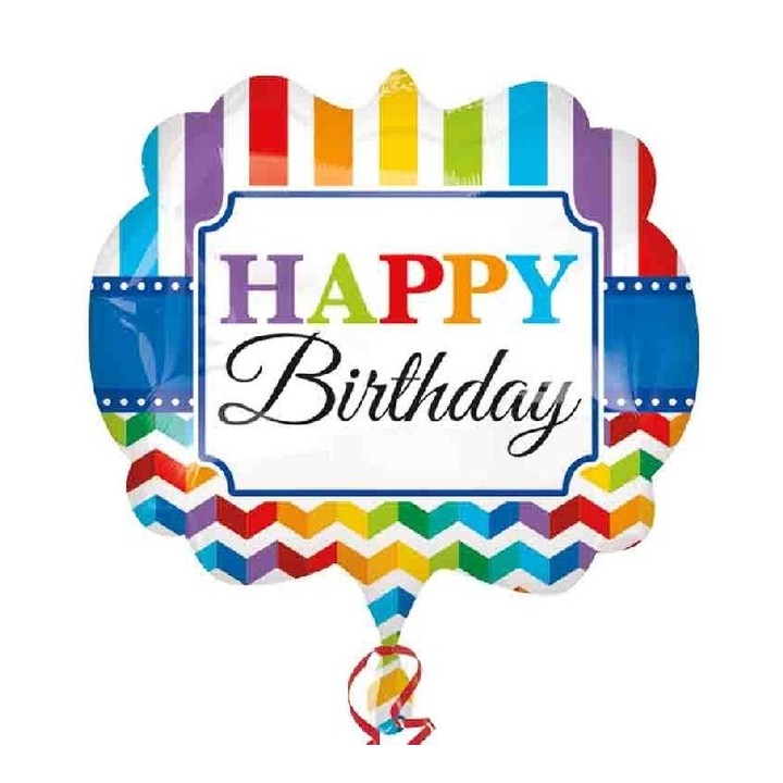Globo Foil Happy Birthday Rayas