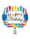 Globo Foil Happy Birthday Rayas