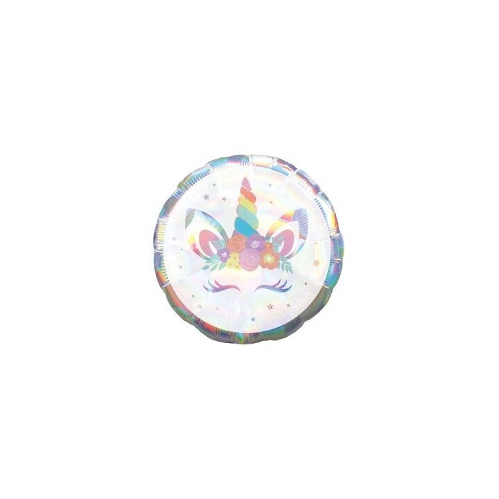 Globo Foil Unicornio Pestañas Plata