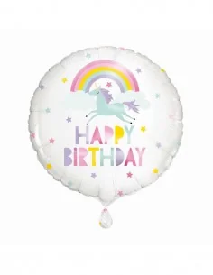 Globo Foil Happy Birthday Unicornio