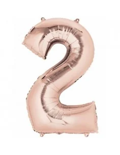 Globo Foil Rosa Plata Numero 2