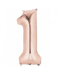 Globo Foil Rosa Plata Numero 1