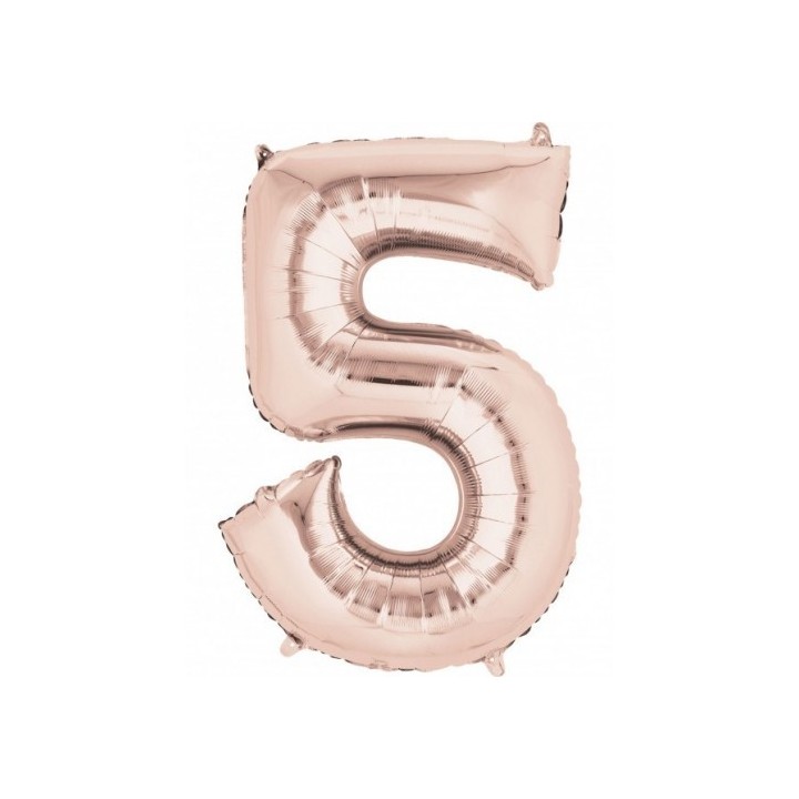 Globo Foil Rosa Plata Numero 5