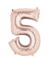 Globo Foil Rosa Plata Numero 5
