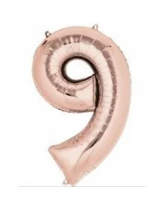 Globo Foil Rosa Plata Numero 9
