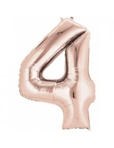 Globo Foil Rosa Plata Numero 4
