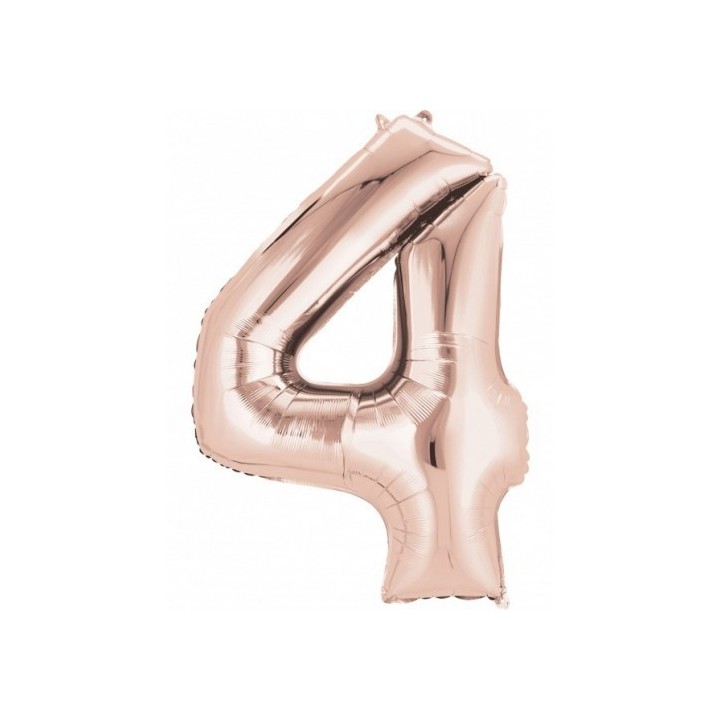 Globo Foil Rosa Plata Numero 4