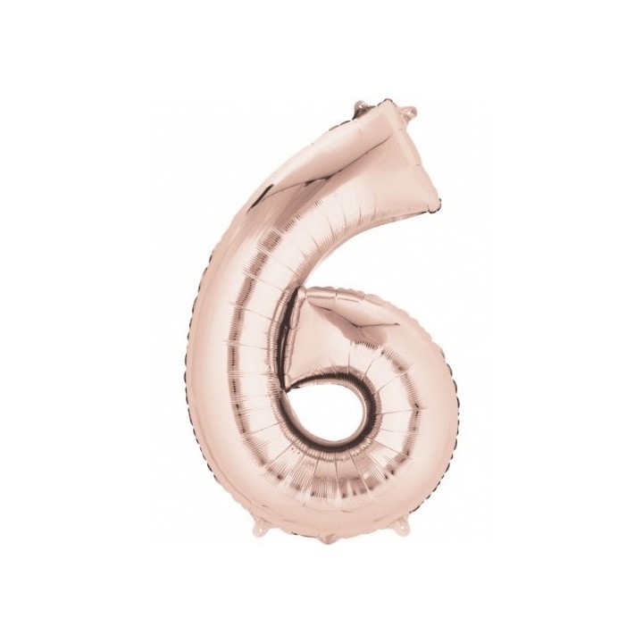 Globo Foil Rosa Plata Numero 6