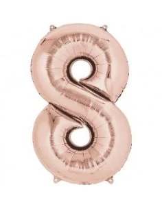 Globo Foil Rosa Plata Numero 8