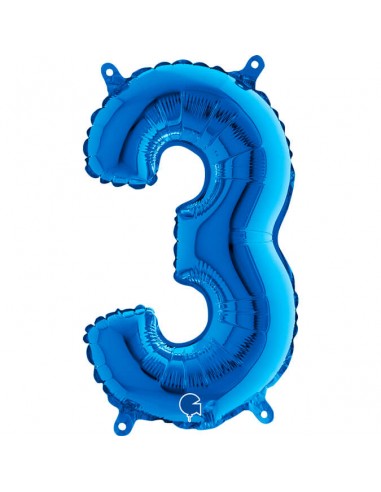 Globo Foil Azul Metálico Numero 3