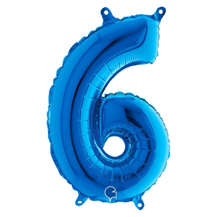 Globo Foil Azul Metálico Numero 6