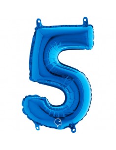 Globo Foil Azul Metálico Numero 5