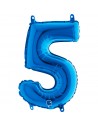 Globo Foil Azul Metálico Numero 5