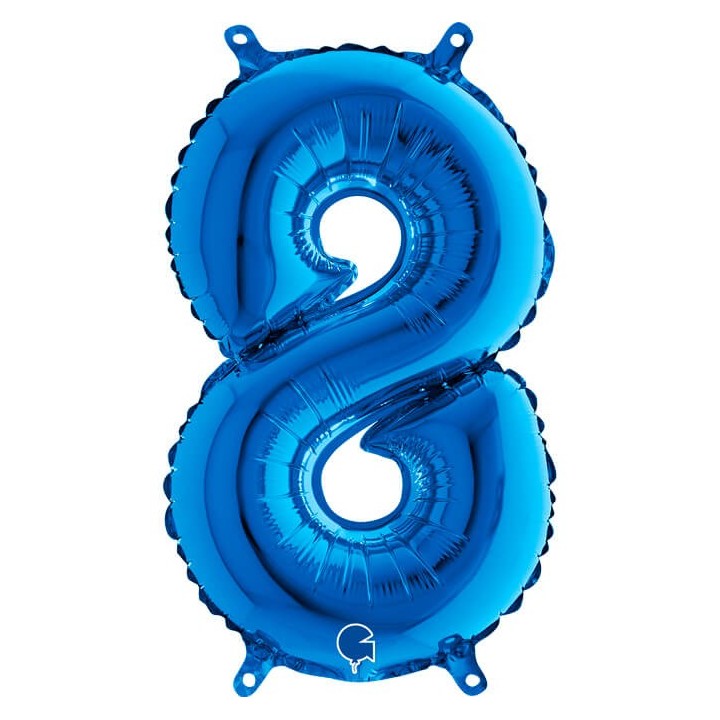 Globo Foil Azul Metálico Numero 8