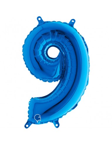 Globo Foil Azul Metálico Numero 9