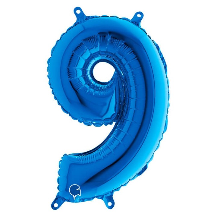 Globo Foil Azul Metálico Numero 9