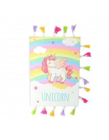 Cuaderno Unicornio con flecos de colores