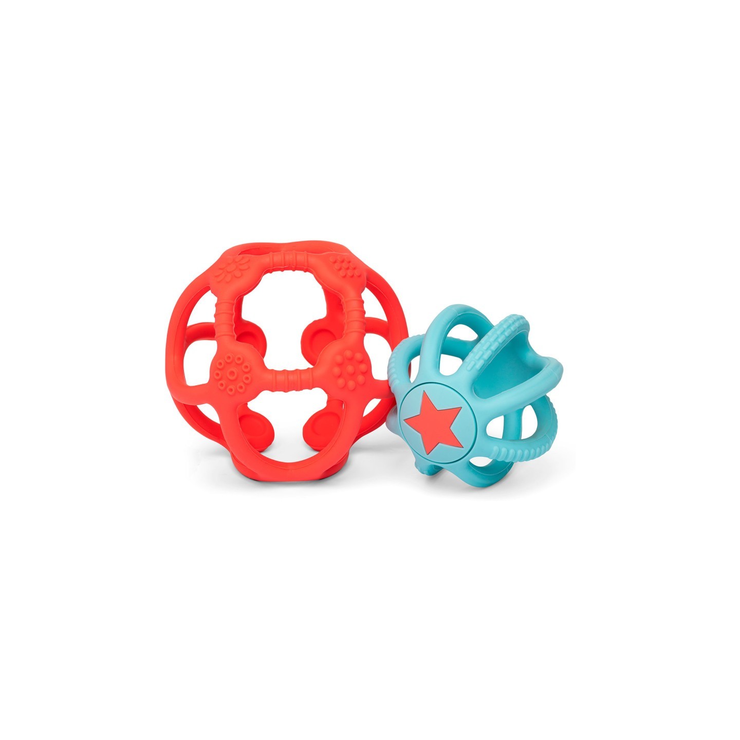 Set de 2 pelotas sensoriales de silicona Azul y Roja