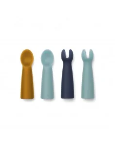 Set 4 cubiertos silicona Bebé Terra Sea Blue